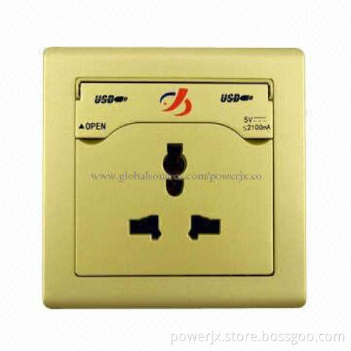 AC USB wall outlet, USB power outlet/silver color wall plug with USB